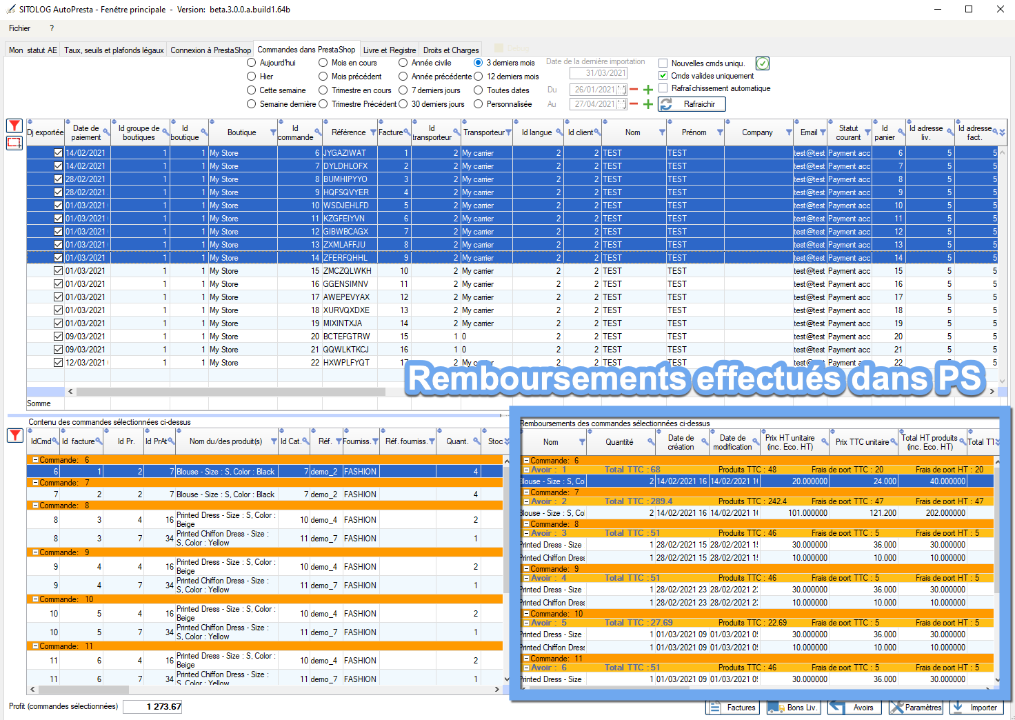 Remboursements PS lus par AutoPresta